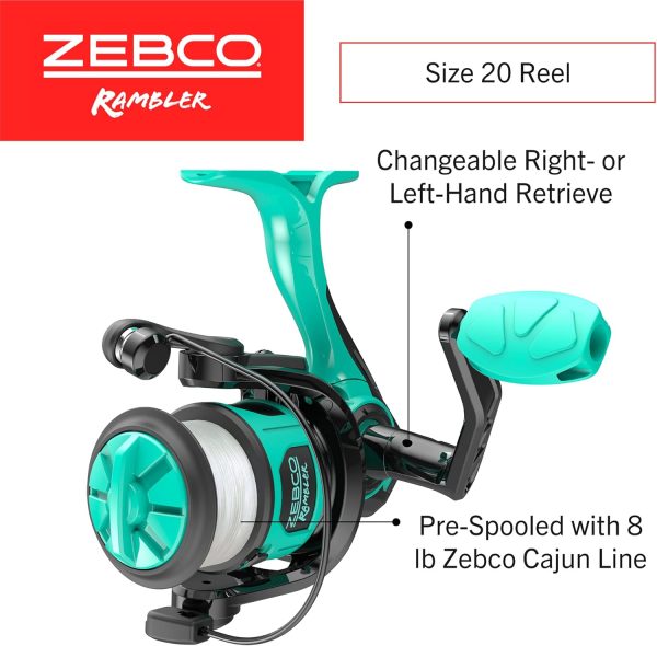 Zebco Rambler Fishing Reel and Rod Combo, Durable Fiberglass Rod with Built-in Carabiner, Patented No-Tangle Reel, Pre-Spooled with 8-Pound Zebco Fishing Line - Image 3
